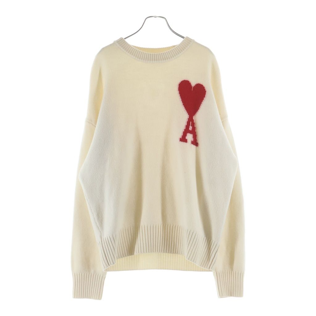 ami paris (アミパリス) AMI DE COEUR CREW NECK SWEATER アミ ドゥ クール クルーネック ニット セーター アイボリー UKS002.018