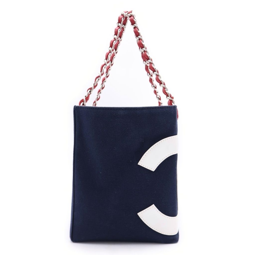 CHANEL (シャネル) No5 チョコバー チェーン トートバッグ ネイビー