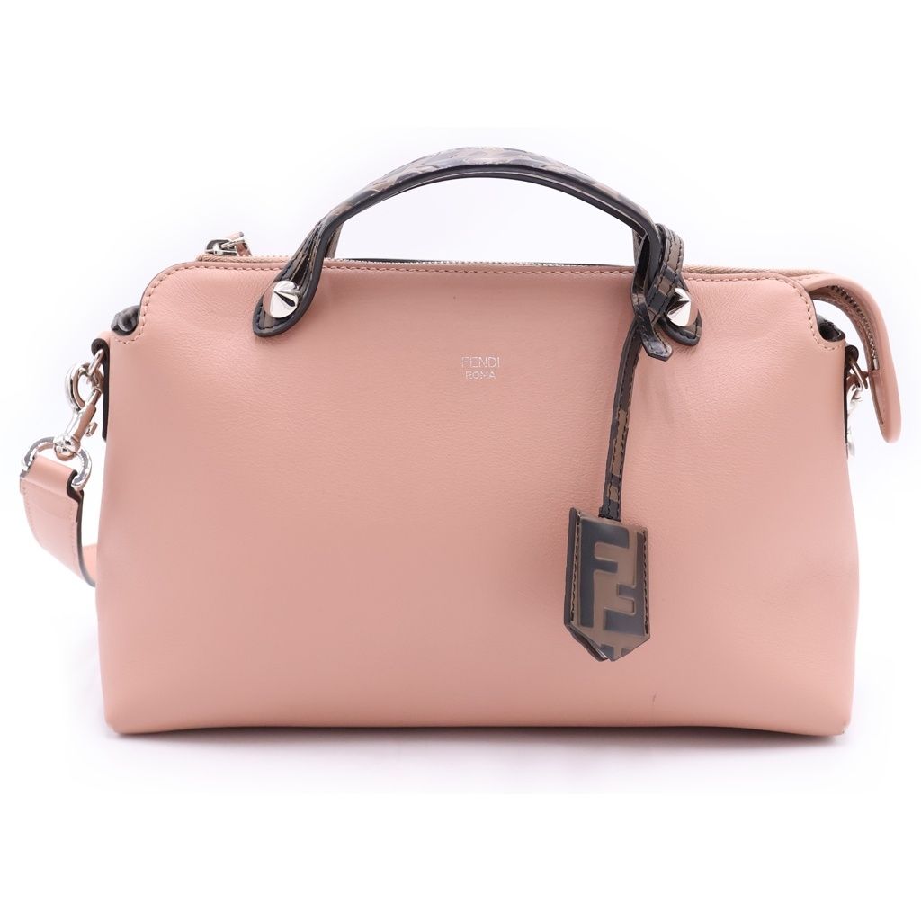 FENDI (フェンディ) バイザウェイ ミディアム 2WAYショルダーバッグ ハンドバッグ ブラウン×ピンク レザー 8BL124 シルバー金具