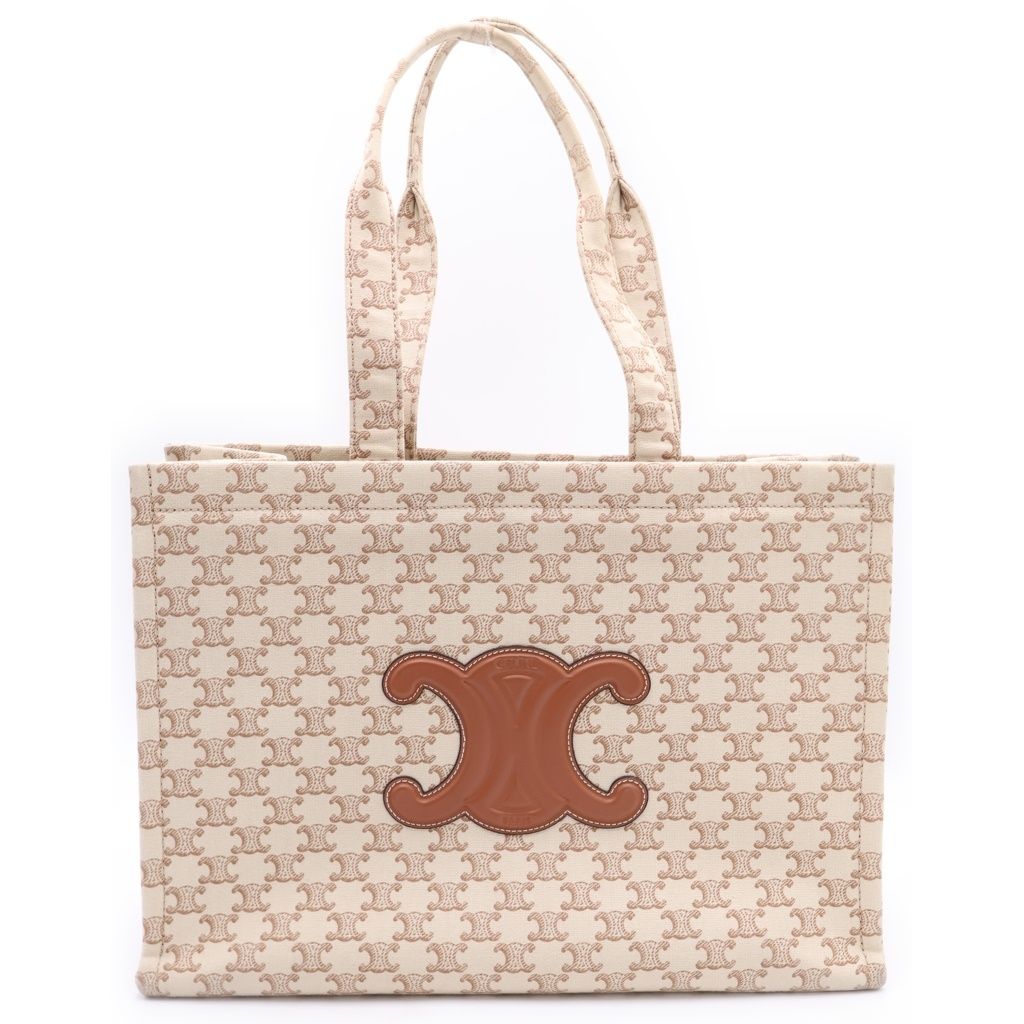 CELINE (セリーヌ) カバタイス ラージ トリオンフ キャンバス×レザー トートバッグ ベージュ