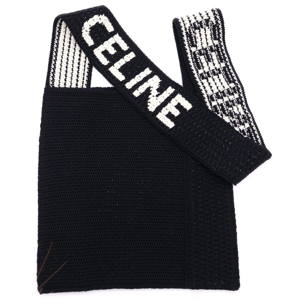 CELINE (セリーヌ) CROCHETED COTTON ロゴデザイン コットン トートバッグ クロッシェ ブラック 2ADCS817X.38EC