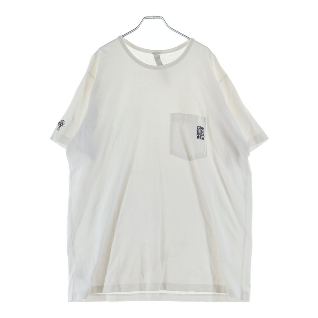 CHROME HEARTS (クロムハーツ) Y NOT S/S TEE フロントロゴ刺繍 袖CHクロス刺繍 クルーネック半袖Tシャツカットソー ホワイト