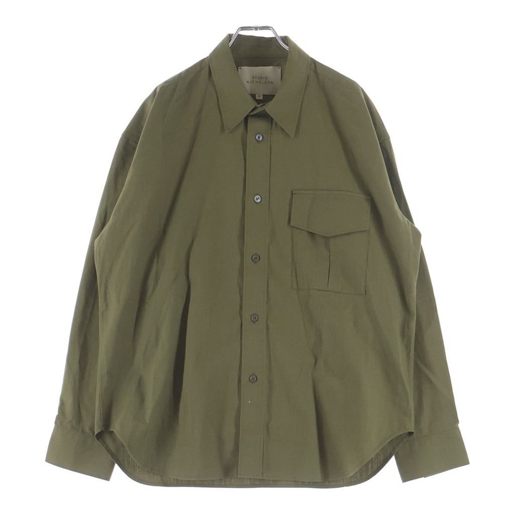 STUDIO NICHOLSON スタジオニコルソン SOLST SHIRT 51-10-852018 ヴィンテージコットン 長袖シャツ ミリタリーグリーン STUDIO NICHOLSON (スタジオニコルソン) SOLST SHIRT 51-10-852018