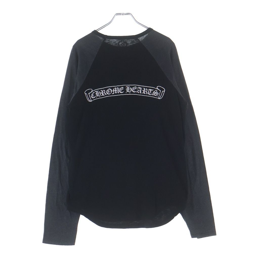 CHROME HEARTS (クロムハーツ) CH L/ST-SHIRT ホースシュープリント ラグランスリーブ 長袖Tシャツ ロンT ブラック