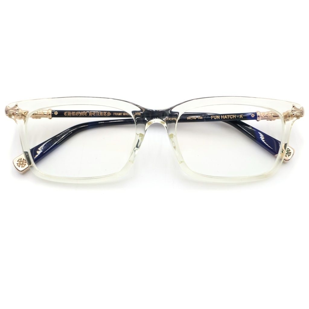 CHROME HEARTS (クロムハーツ) FUN HATCH-A CHクロステンプル クリアフレームアイウェア 眼鏡 ゴールド