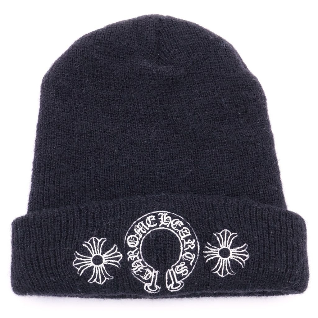 CHROME HEARTS (クロムハーツ) WOOL WATCH CAP CHプラスホースシュー刺繍ウールニット帽