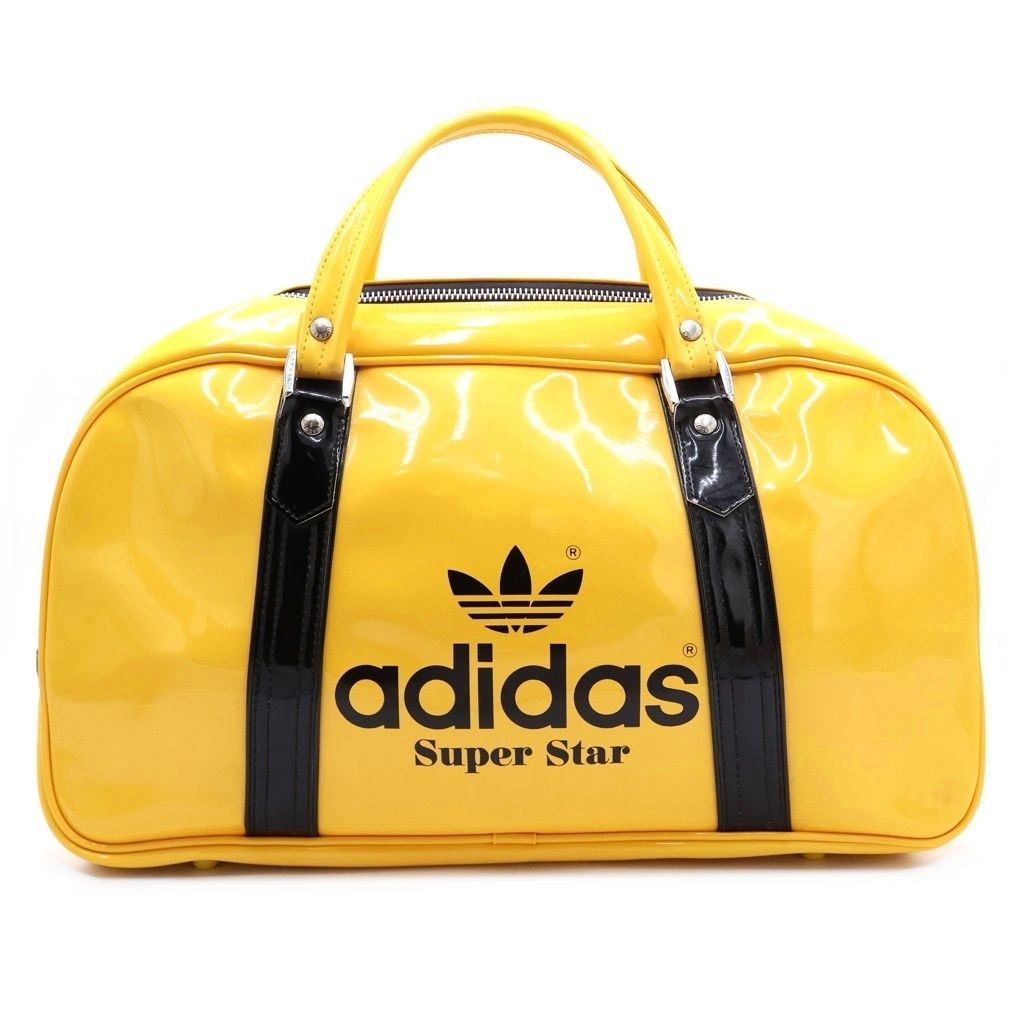 adidas (アディダス) 80S VINTAGE トレフォイルロゴ エナメル ボストンバッグ イエロー B-53