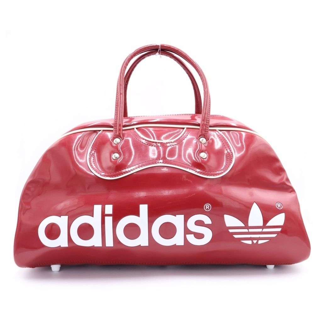 adidas (アディダス) 80S VINTAGE トレフォイルロゴ エナメル ボストンバッグ レッド