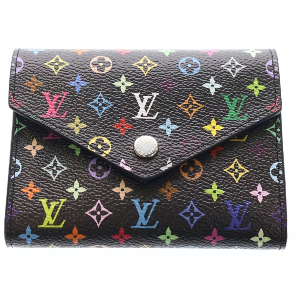 LOUIS VUITTON (ルイヴィトン) LV×TM モノグラムマルチカラー ポルトフォイユ コンパクトウォレット 二つ折り財布 コインケース ブラック レザー M14163 シルバー金具