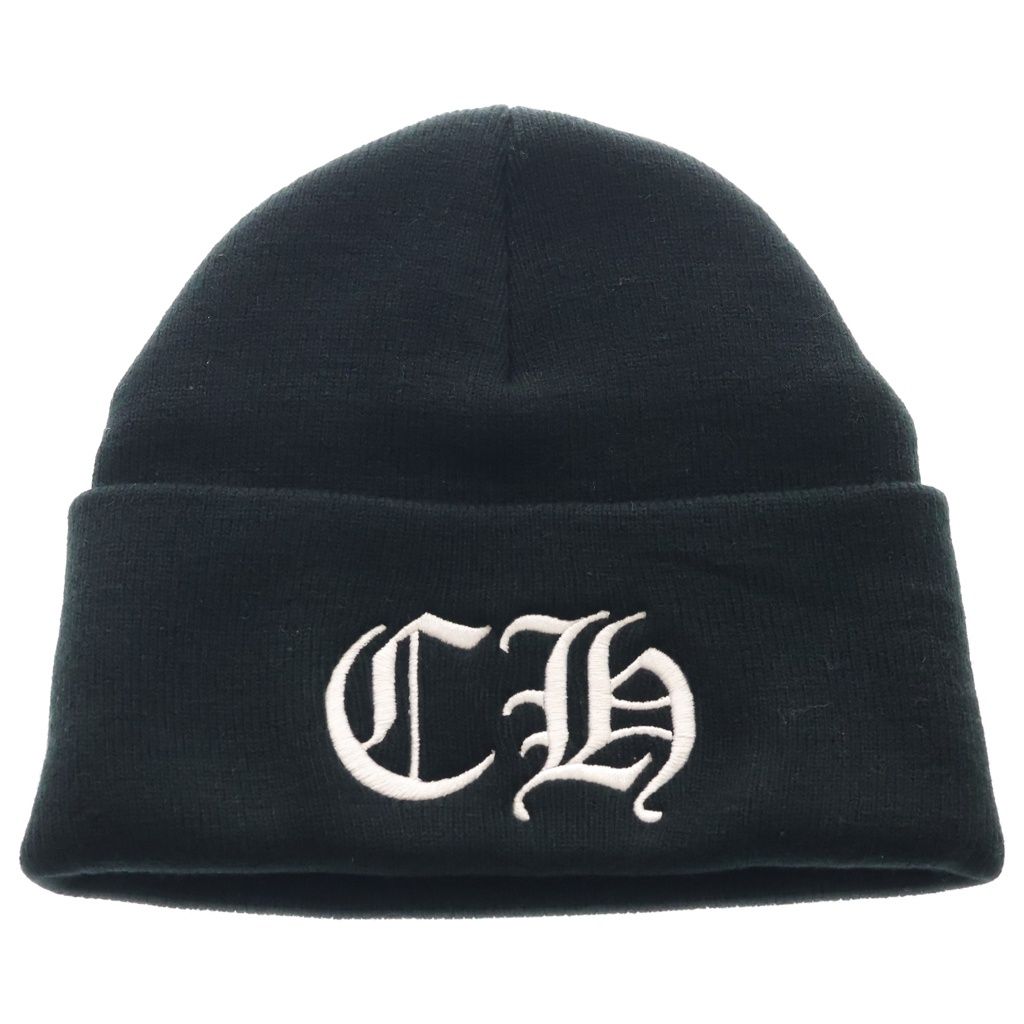 CHROME HEARTS (クロムハーツ) CH LOGO BEANIE CHロゴ 刺繍 ニット帽 ブラック