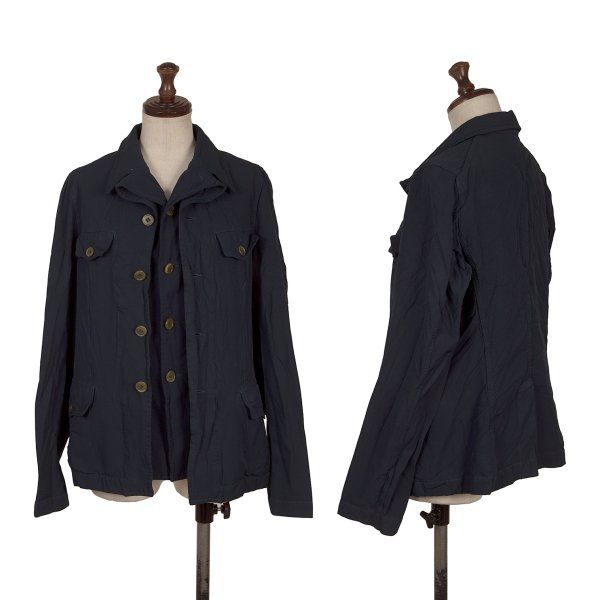 コムコム コムデギャルソンCOMME des GARCONS 製品染め折り返しレイヤードジャケット 紺S