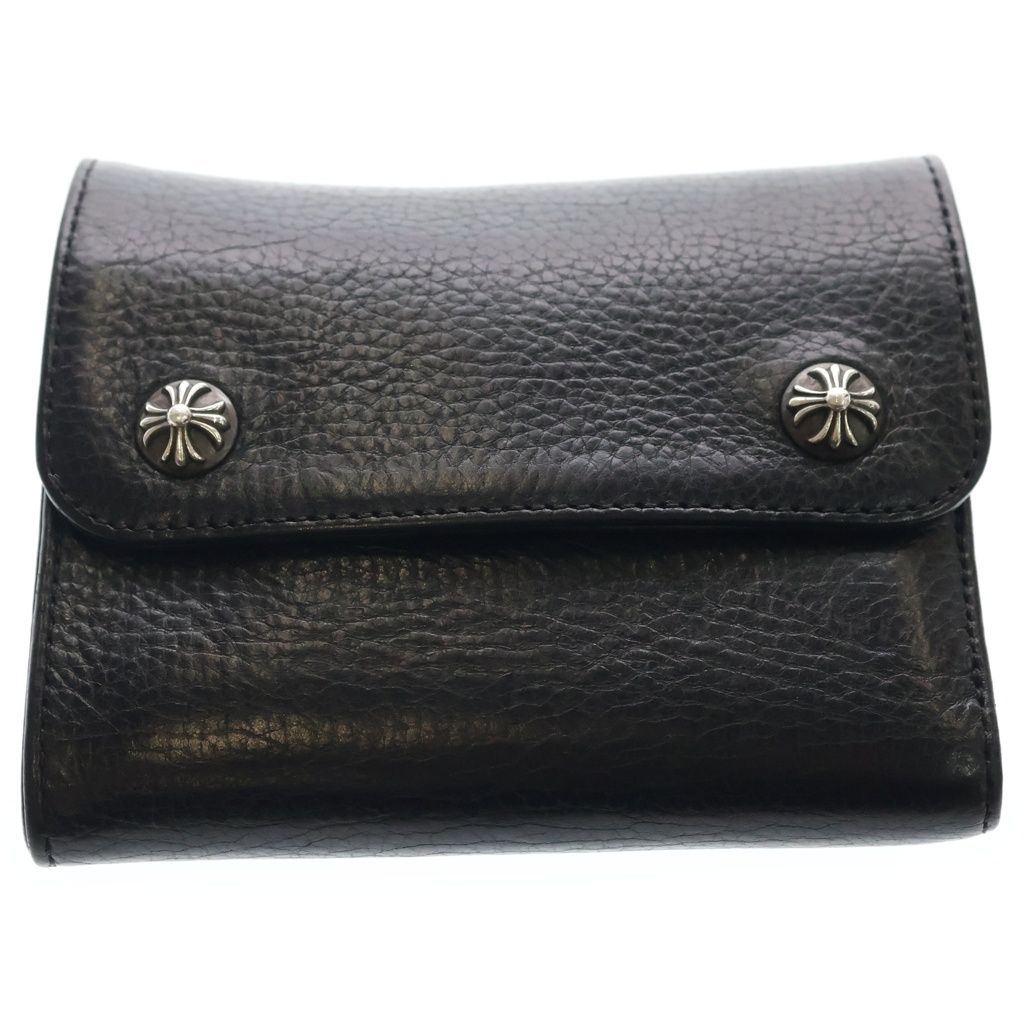 CHROME HEARTS (クロムハーツ) WAVE MINI ウェーブミニ レザーウォレット 財布 ブラックBCA373