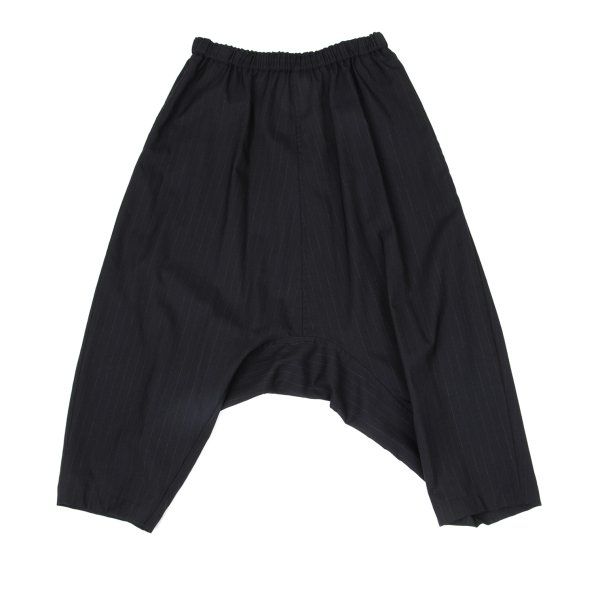 コムコム コムデギャルソンCOMME des GARCONS ウールストライプサルエルパンツ 紺S