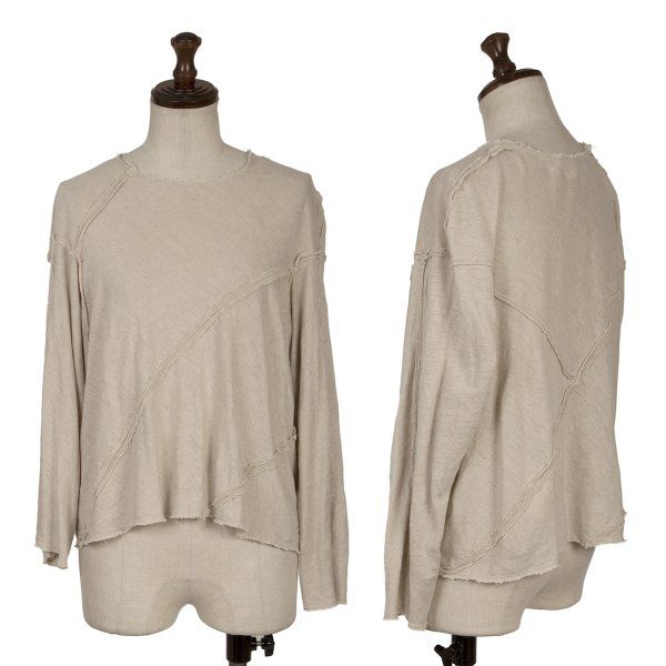 コムコム コムデギャルソンCOMME des GARCONS リネンインサイドアウトデザインカットソー ベージュS