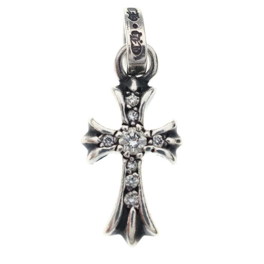 CHROME HEARTS (クロムハーツ) CRS BBYFAT P DMND ベイビーファットクロス PAVEダイヤ ペンダントトップ シルバーBCA234