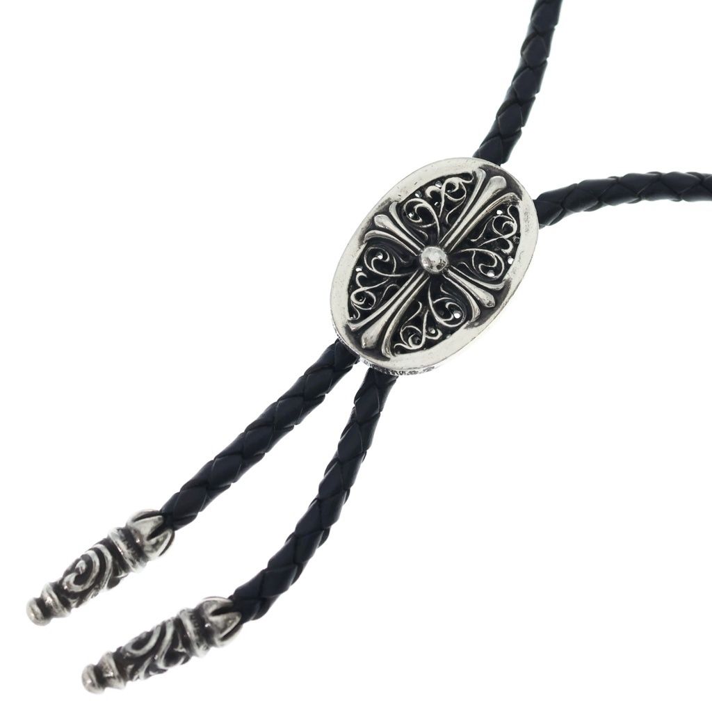CHROME HEARTS (クロムハーツ) BOLOTIE OVALTINY タイニークラシックオーバルクロス ループタイ シルバー/ブラック BCA209