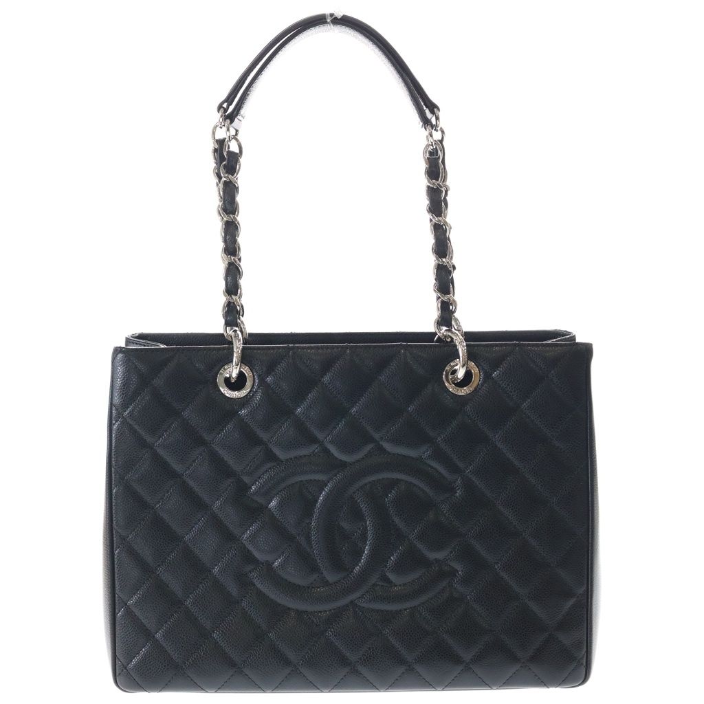 CHANEL (シャネル) マトラッセ GST キャビアスキン シルバー金具 チェーントートバッグ A50995 ブラック