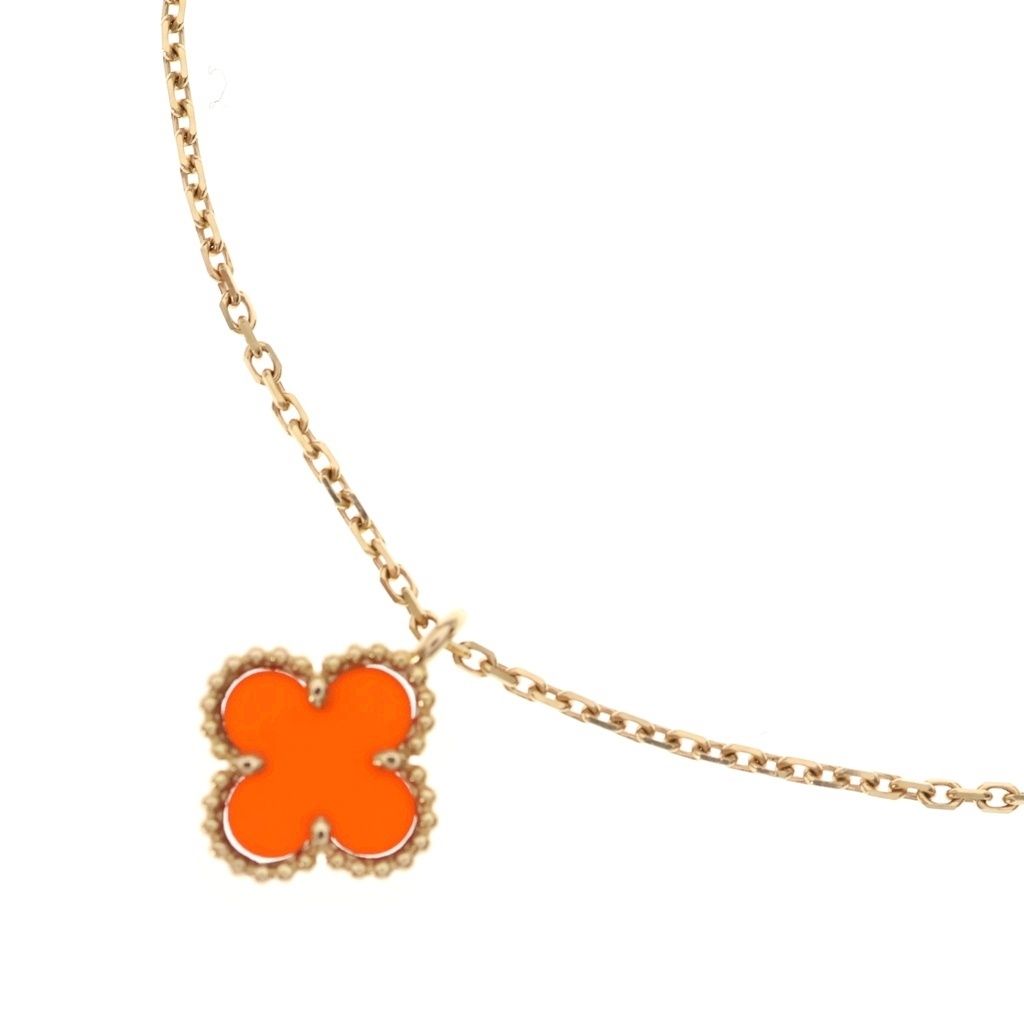 Van Cleef & Arpels (ヴァンクリーフアンドアーペル) スウィートアルハンブラ カーネリアン Au750 K18PG ネックレス ピンクゴールド/レッド