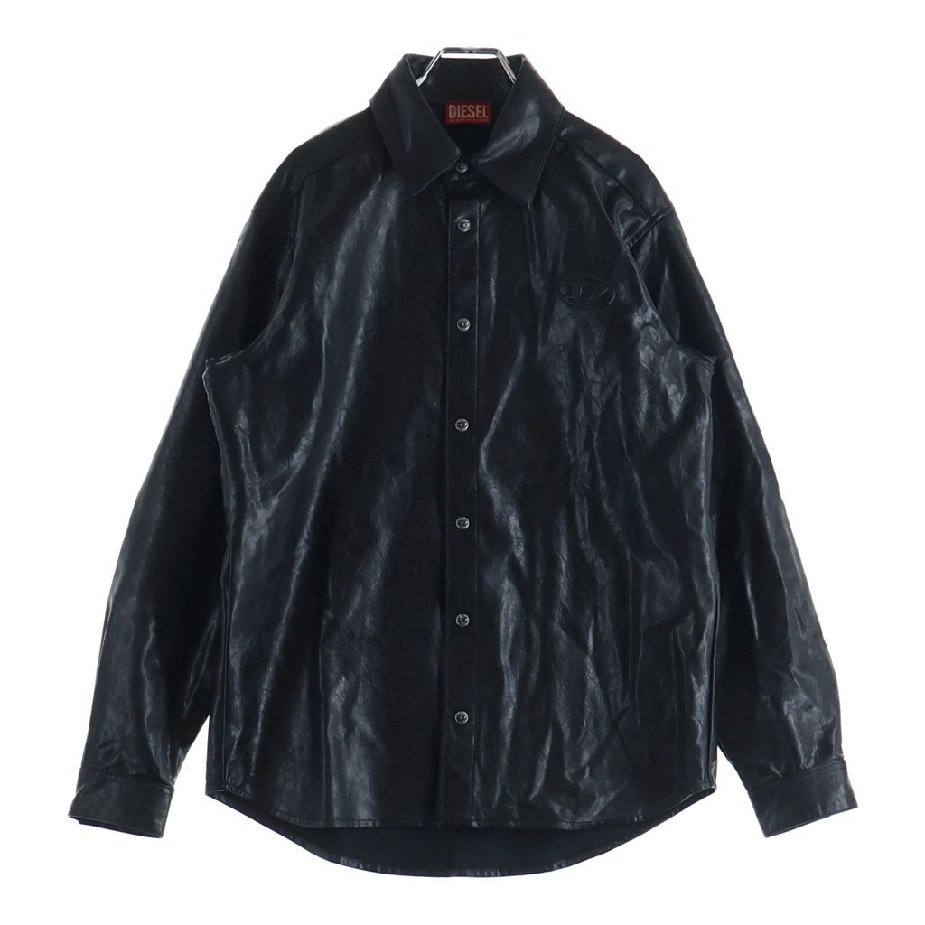 DIESEL (ディーゼル) S-SIMPLY-QMBU フェイクレザー ロゴデザイン ボタン ジャケット ブラック A20021