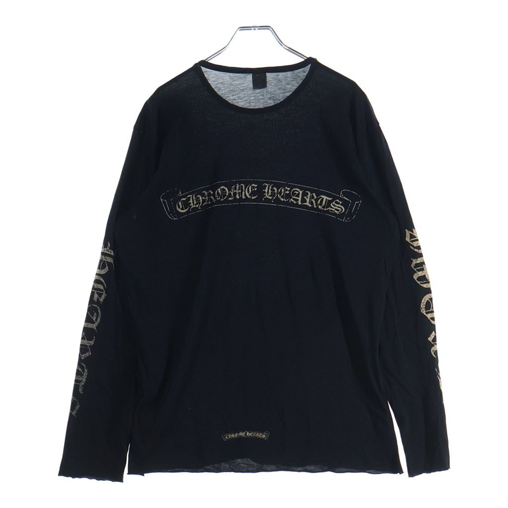 CHROME HEARTS (クロムハーツ) OLD 袖英字ロゴ バックスクロールラベルプリント長袖Tシャツカットソー