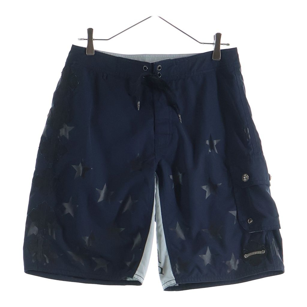 CHROME HEARTS (クロムハーツ) Cross Leather Patch Star Surf Short Pants レザークロスパッチ付き スターサーフショートパンツ
