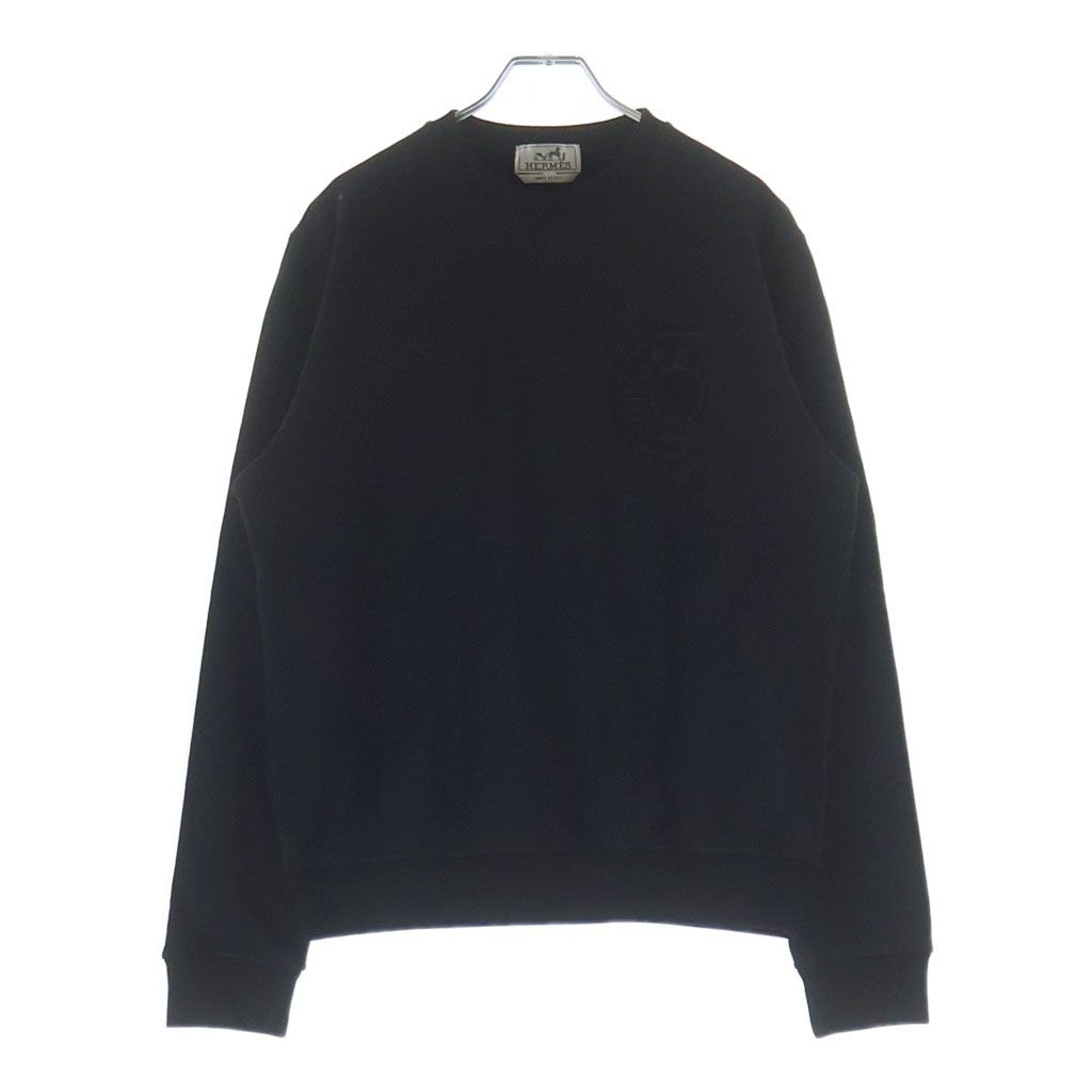 HERMES (エルメス) 26SS C.D.S.CREWNECK SWEATER CDSロゴワッペン クルーネックスウェットトレーナー ブラック H657770HA