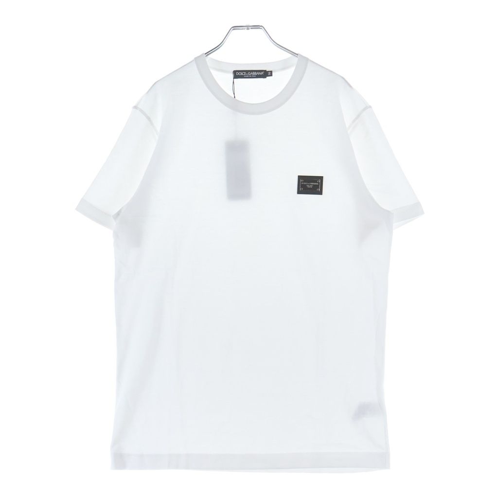DOLCE & GABBANA (ドルチェアンドガッバーナ) メタルロゴプレート クルーネック 半袖Tシャツ カットソー ホワイト G8PT1T/G7F2I