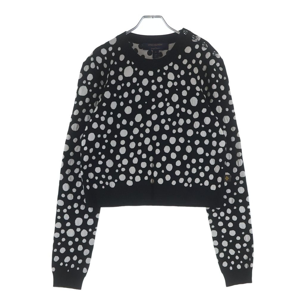 LOUIS VUITTON (ルイヴィトン) インフィニティ ドットクロップドプルオーバー ブラック×ホワイト コットン #XL RW231J YB6 FOKL23