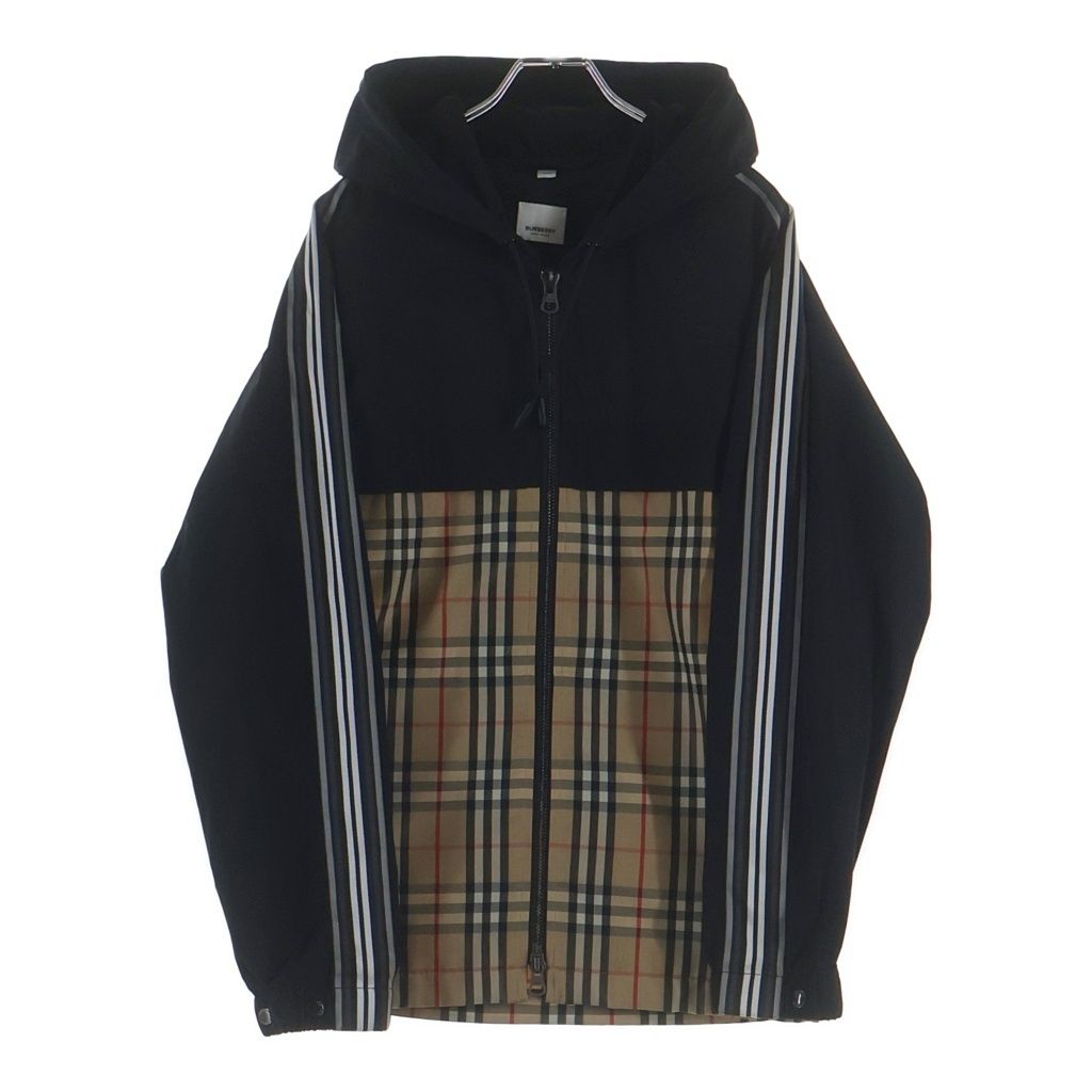 BURBERRY (バーバリー) チェックパネル シェイプメモリータフタ フーデッドジャケット ブラウン/ブラック 8024031