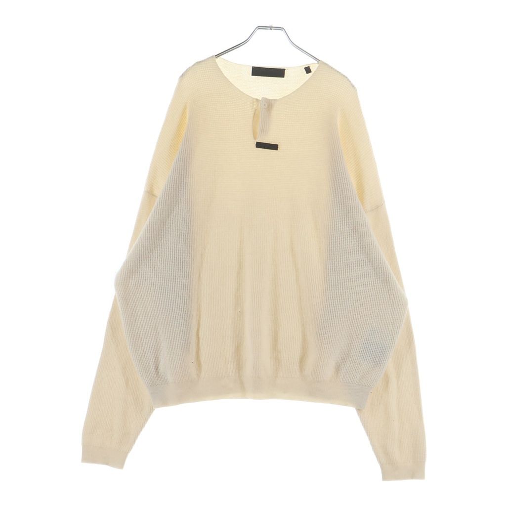 FEAR OF GOD ESSENTIALS (フィアオブゴッド エッセンシャルズ) ヘンリーネック ワッフル 長袖Tシャツ カットソー アイボリー