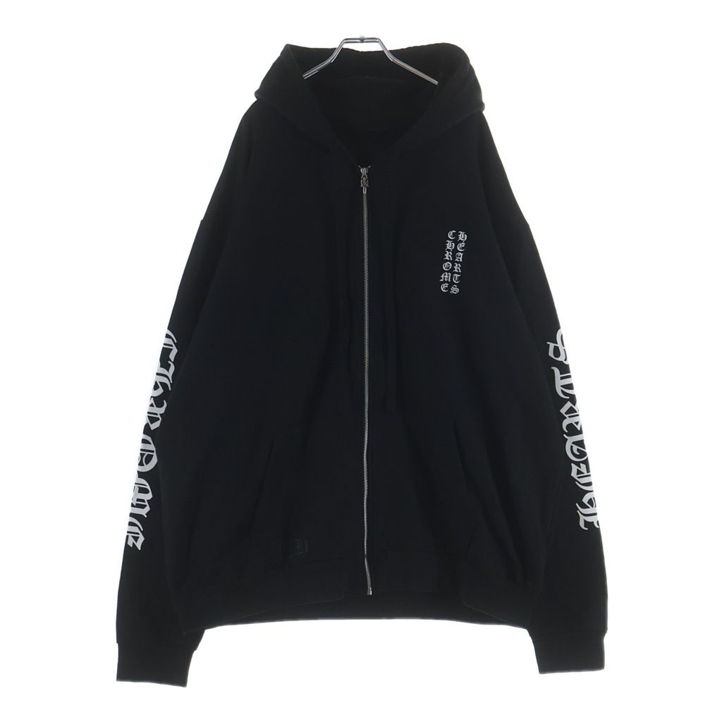 CHROME HEARTS (クロムハーツ) SWTSHRT HD ZIP アームロゴプリントジップアップパーカー ブラック