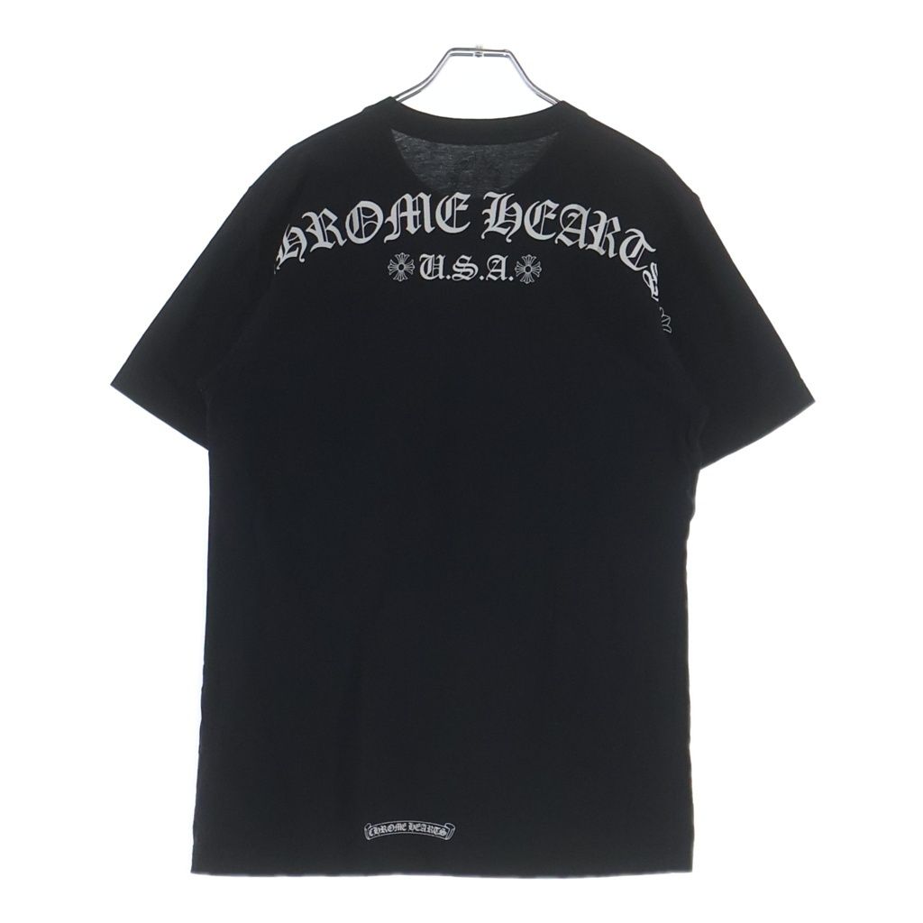CHROME HEARTS (クロムハーツ) BACK ARCH LOGO SCROLL RABEL USA PRINT TEE バックアーチロゴ スクロールラベル プリント 半袖Tシャツ カットソー ブラック
