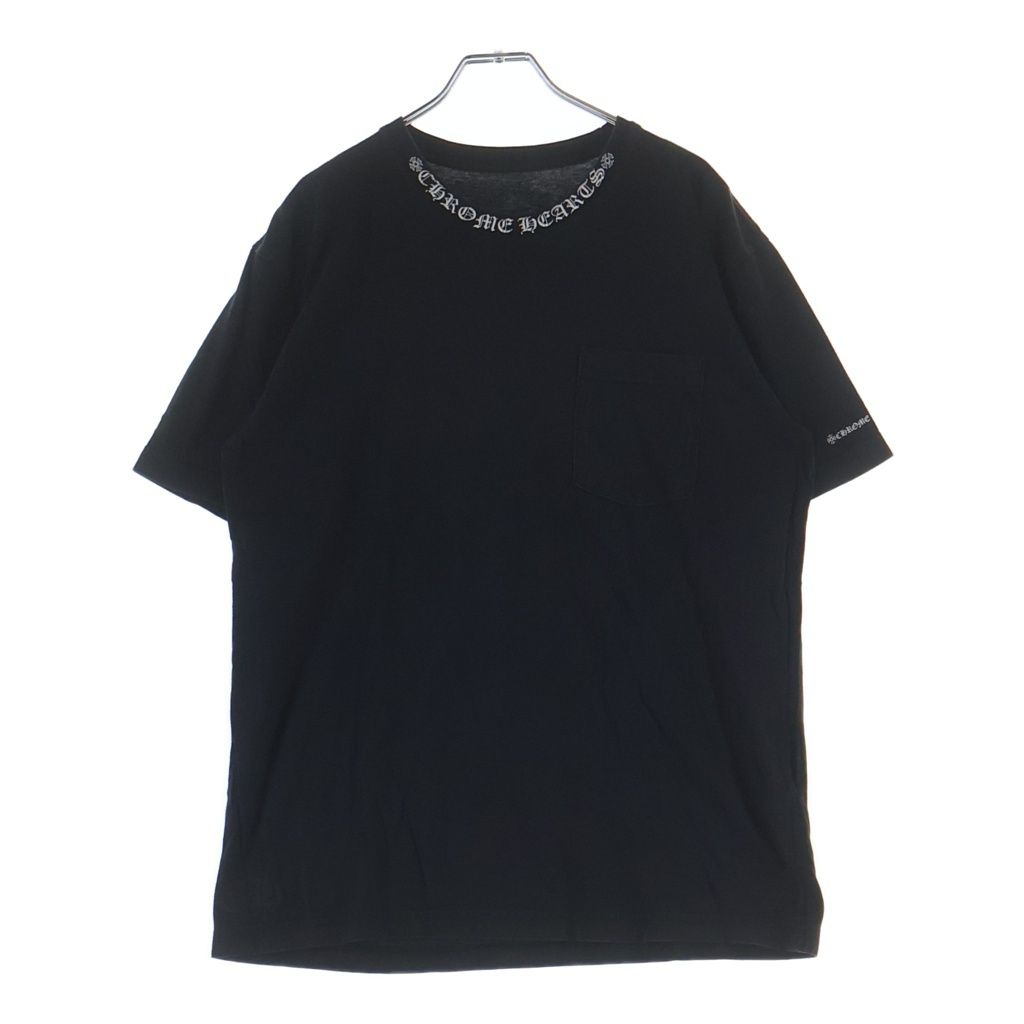 CHROME HEARTS (クロムハーツ) NECK LOGO PRINT TEE ネックロゴ プリント 半袖Tシャツ カットソー ブラック