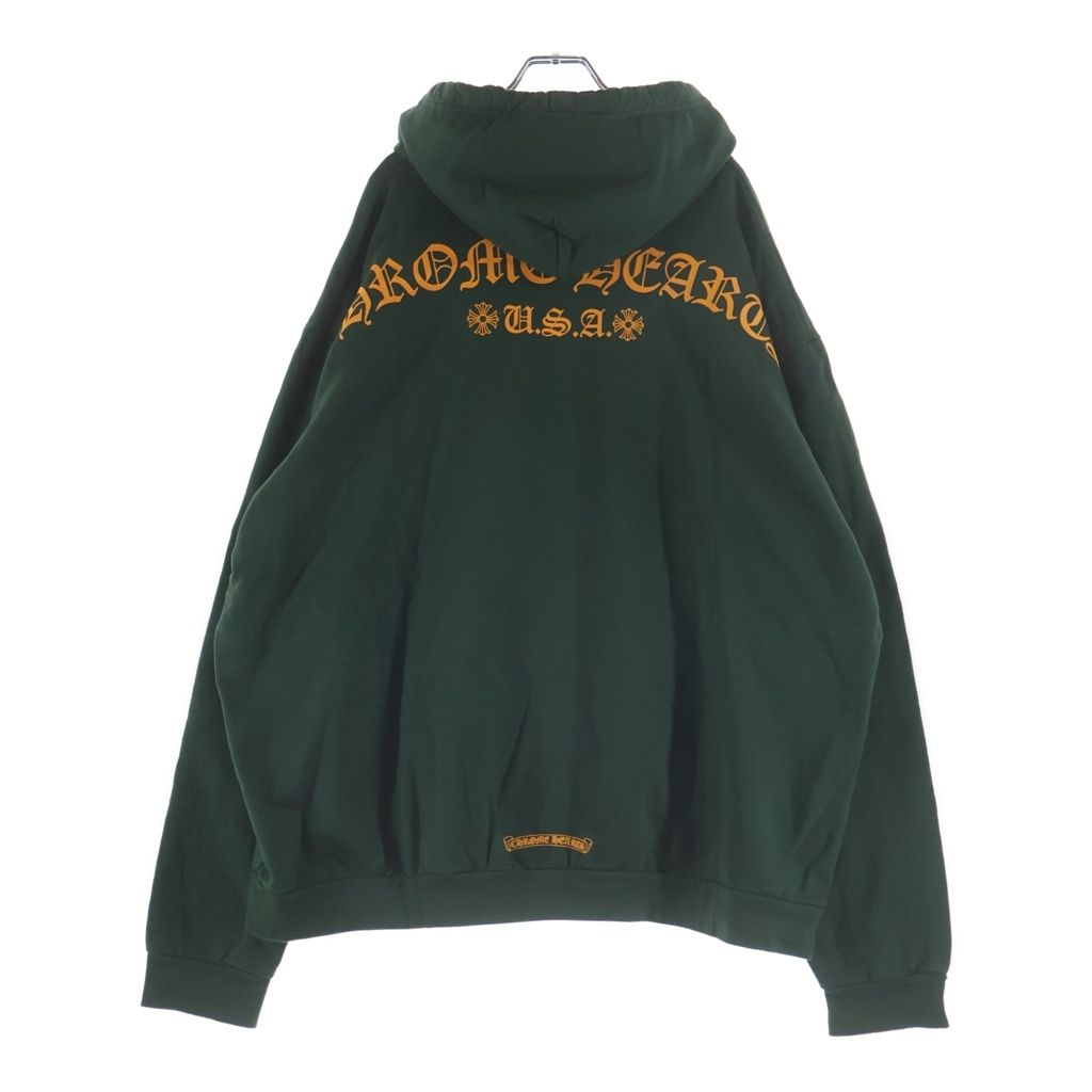 CHROME HEARTS (クロムハーツ) BACK ARCH LOGO SCROLL RABEL USA PRINT HOODIE バックアーチロゴ スクロールラベル プリント プルオーバーフーディ パーカー ダークグリーン