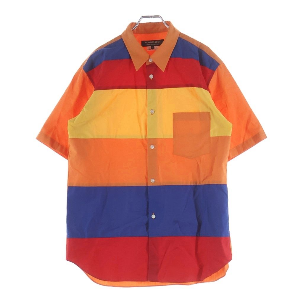 COMME des GARCONS HOMME DEUX (コムデギャルソン オムドゥ) 23SS ボーダーパネル切替半袖シャツ マルチカラー DK-B054