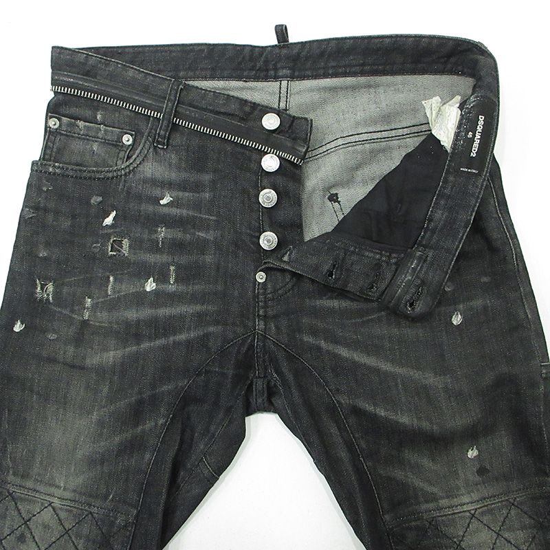 メンズ DSQUARED2 TIDY BIKER サイズ46 ペイント ダメージ加工
