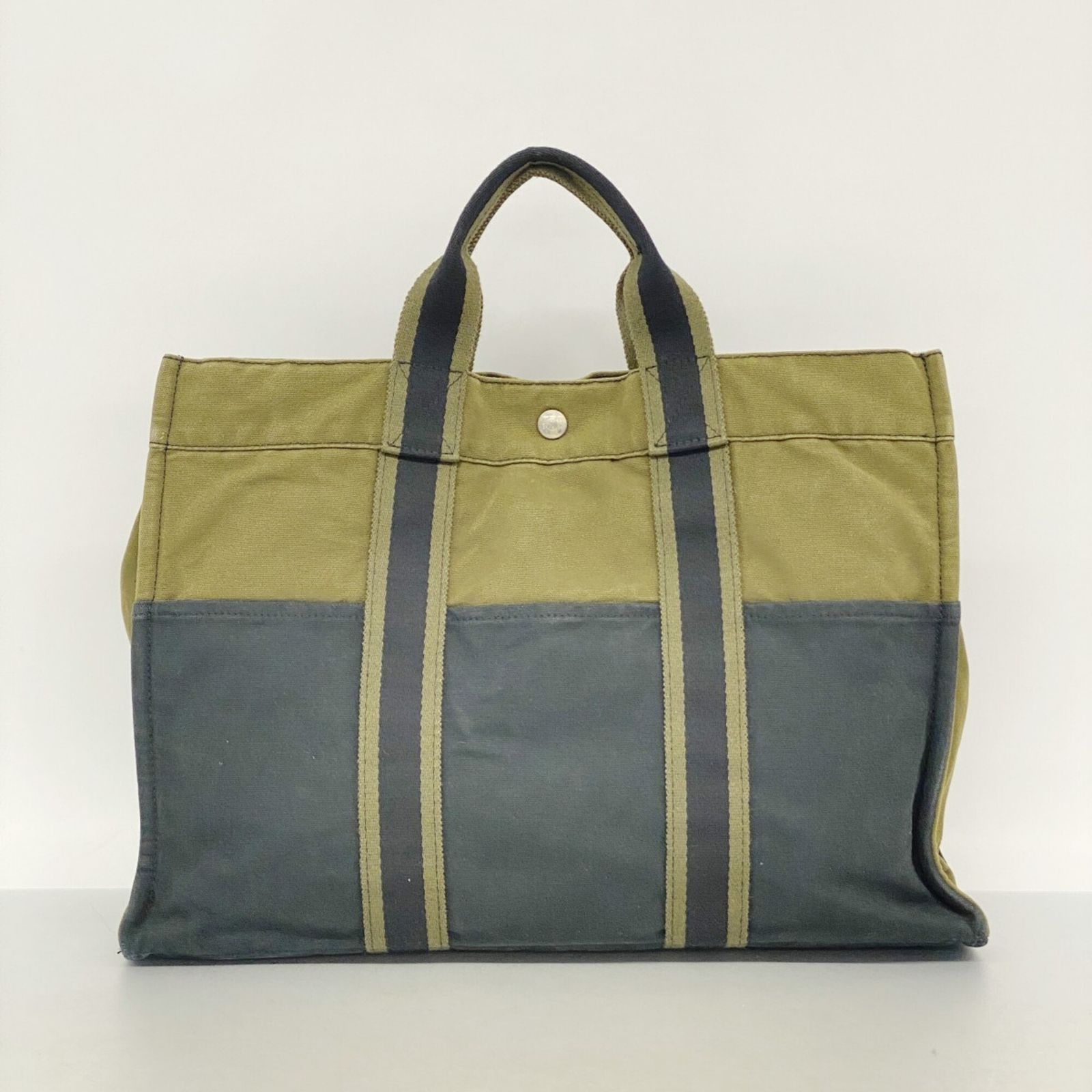 HERMES エルメス フールトゥ トートMM キャンバス カーキ ブラック エルメス(Hermes) エルメス トートバッグ フールトゥMM キャンバス