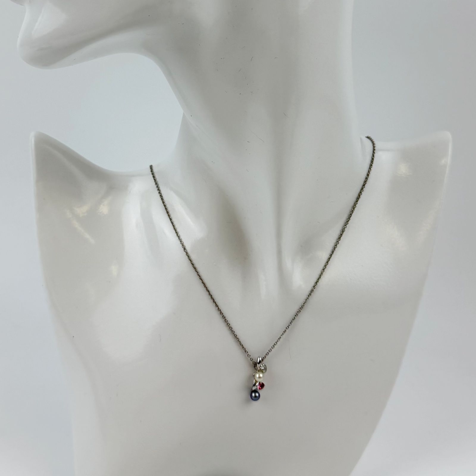【中古】TASAKI タサキ パール カラーストーン リーフモチーフ ネックレス パール シルバー カラーストーン シルバー ヴィンテージ レディース HIBUOCHI VINTAGE hboc260607a07