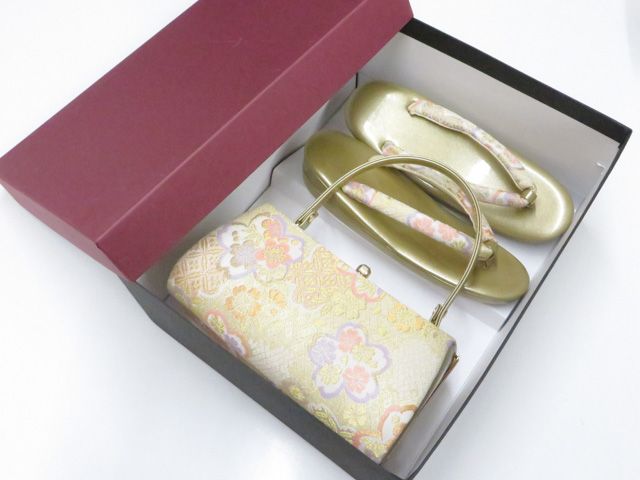 【京松】和装小物 草履バッグセット 未使用 振袖用 箱付 r8w06-427