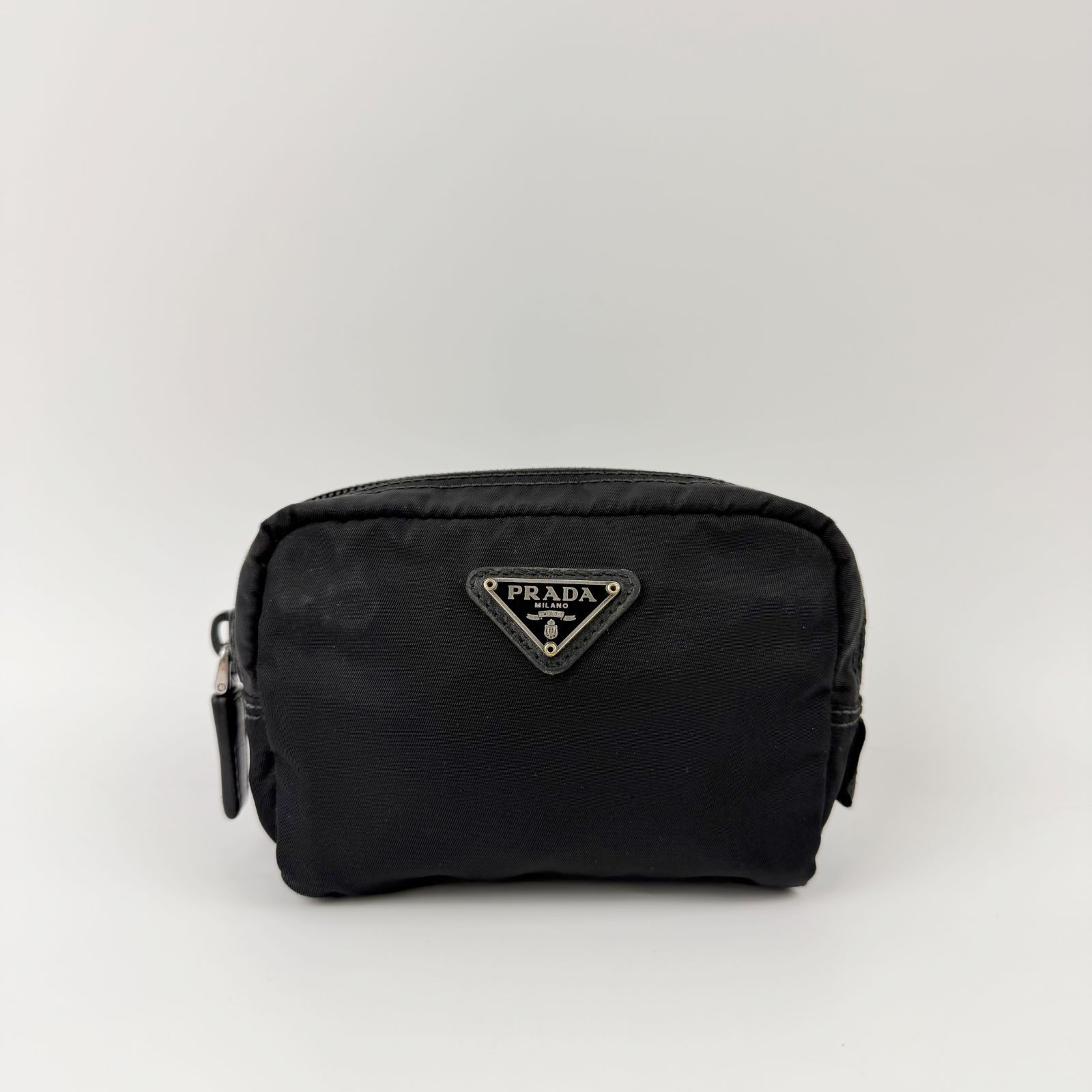 PRADA プラダ ポーチ 三角ロゴ ナイロン レザー ブラック ヴィンテージ 中古】PRADA プラダ テスートナイロン 三角ロゴ ポーチ ポーチ
