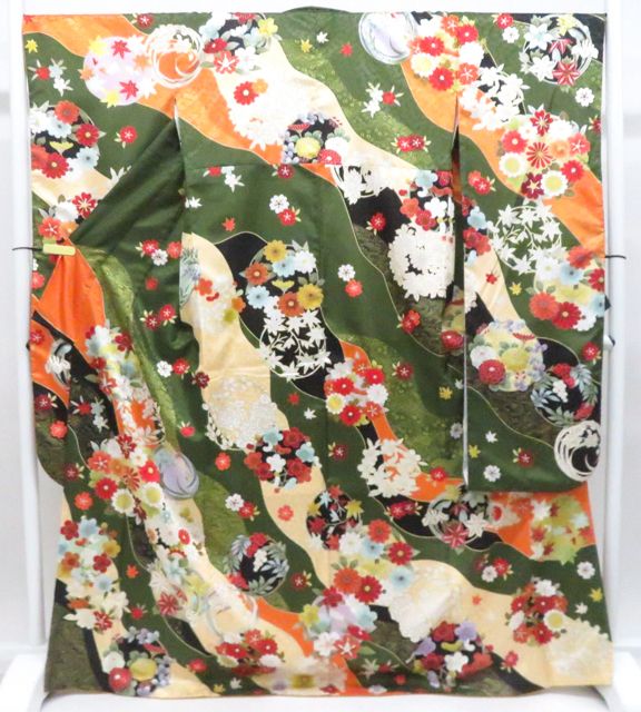 【京松】振袖 洗える着物 貸衣装屋処分品 着物 身丈約170cm 裄丈約68cm r8z06-128