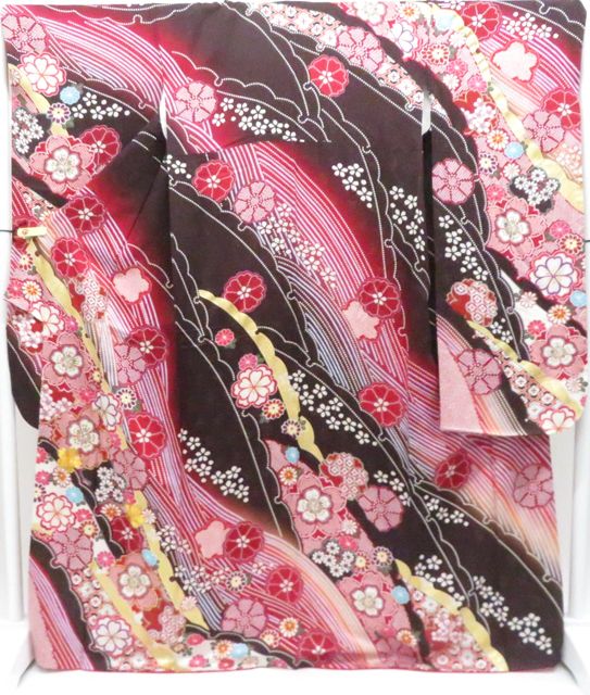 【京松】振袖 金通し 貸衣装屋処分品 着物 正絹 美品 身丈約172cm 裄丈約70.5cm r8z06-129