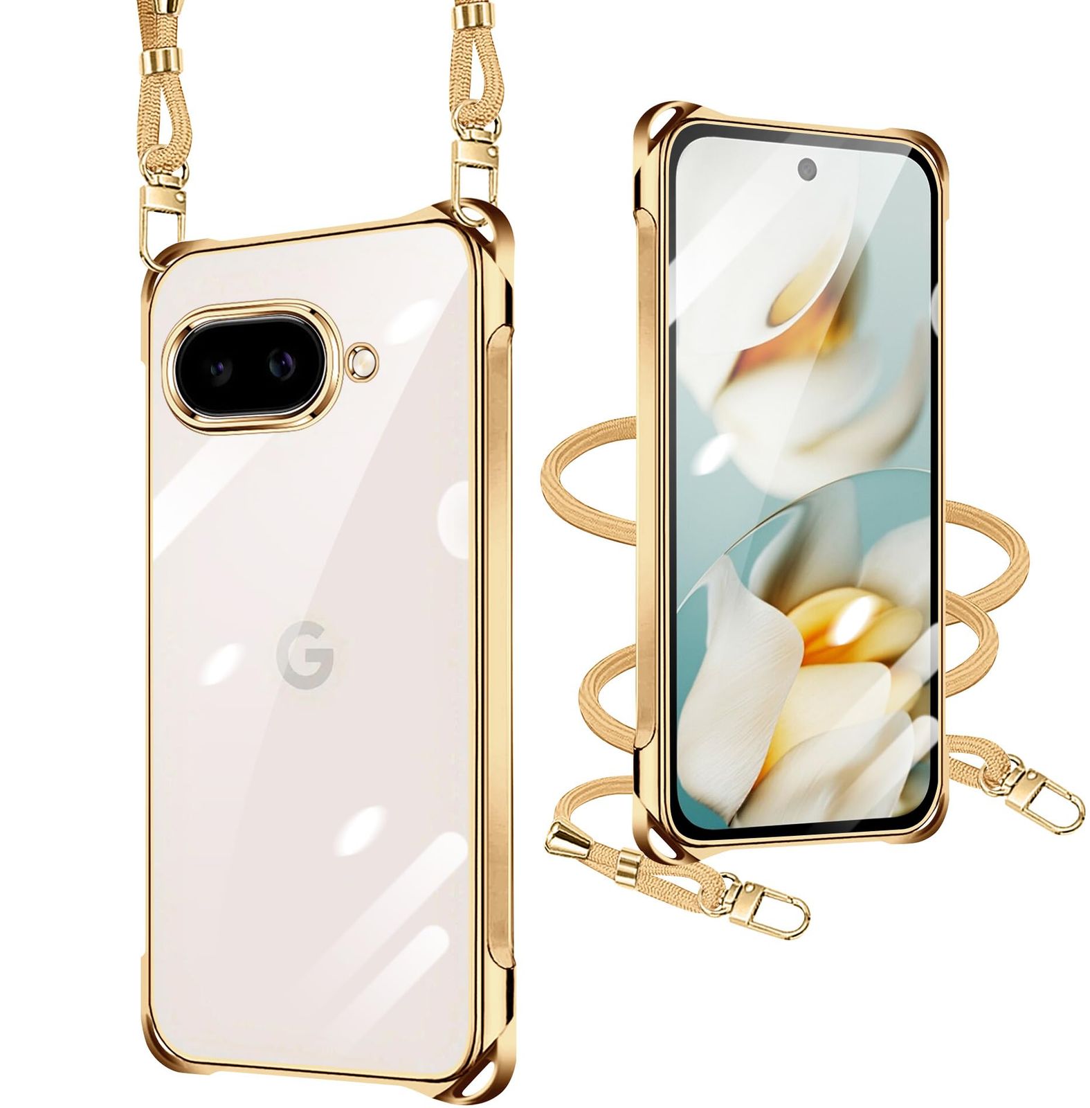xiusiteli For Google Pixel 9A Case Clear Google Pixel 9A Case Shoulder Pixel 9A Cell Phone Cover Shockproof Full Protection Smartphone Case with Strap, Shoulder, Diagonal, Rope, Smartphone Case, TPU, Thin