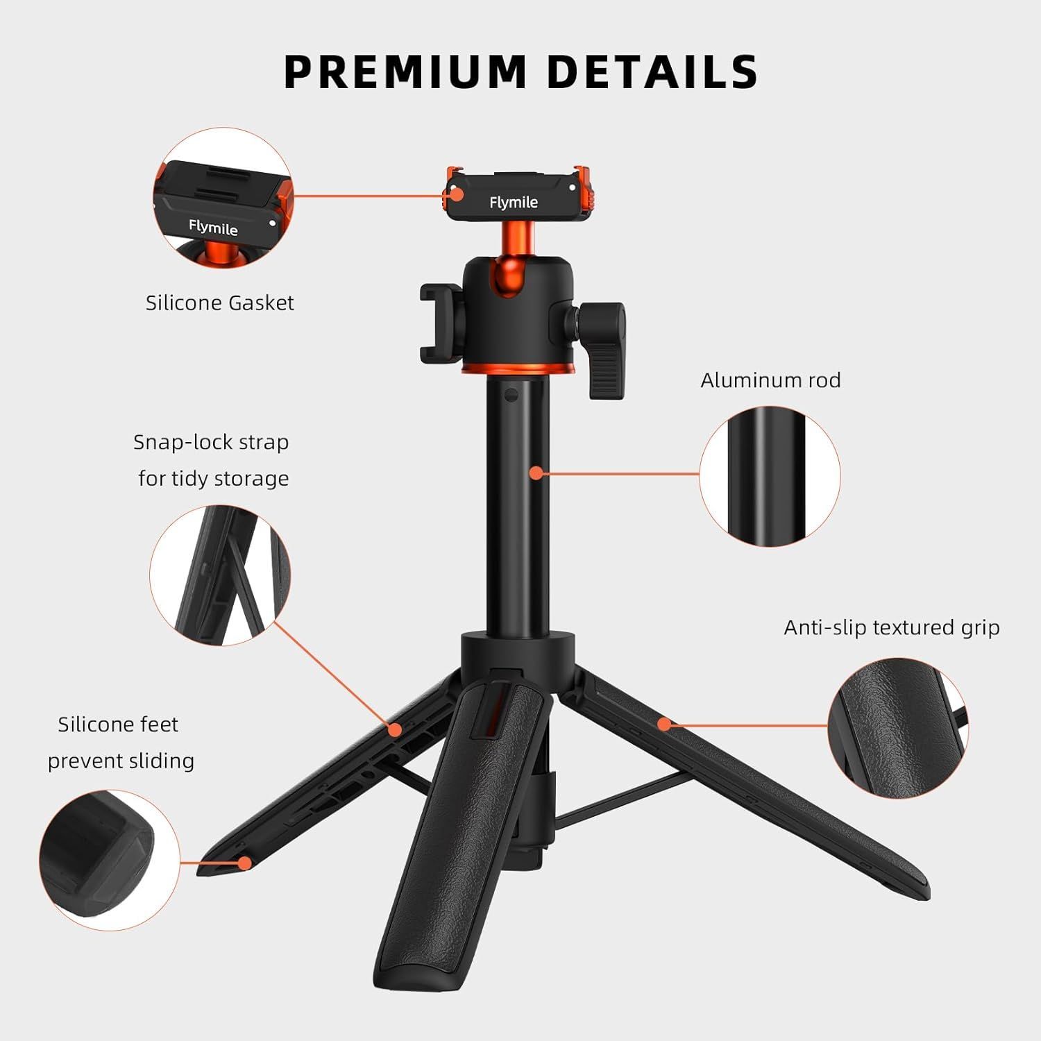 DJI Osmo Action 5 Pro/4/3対応 延長ロッド付きミニ三脚 自撮り棒