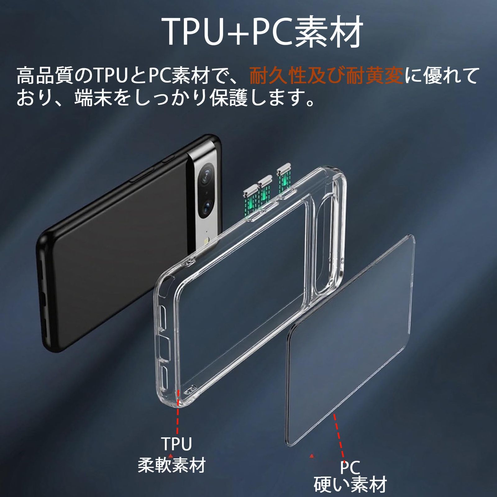 Google Pixel 8a ケース ガラスフィルム付き クリア 透明 黄変防止 耐 