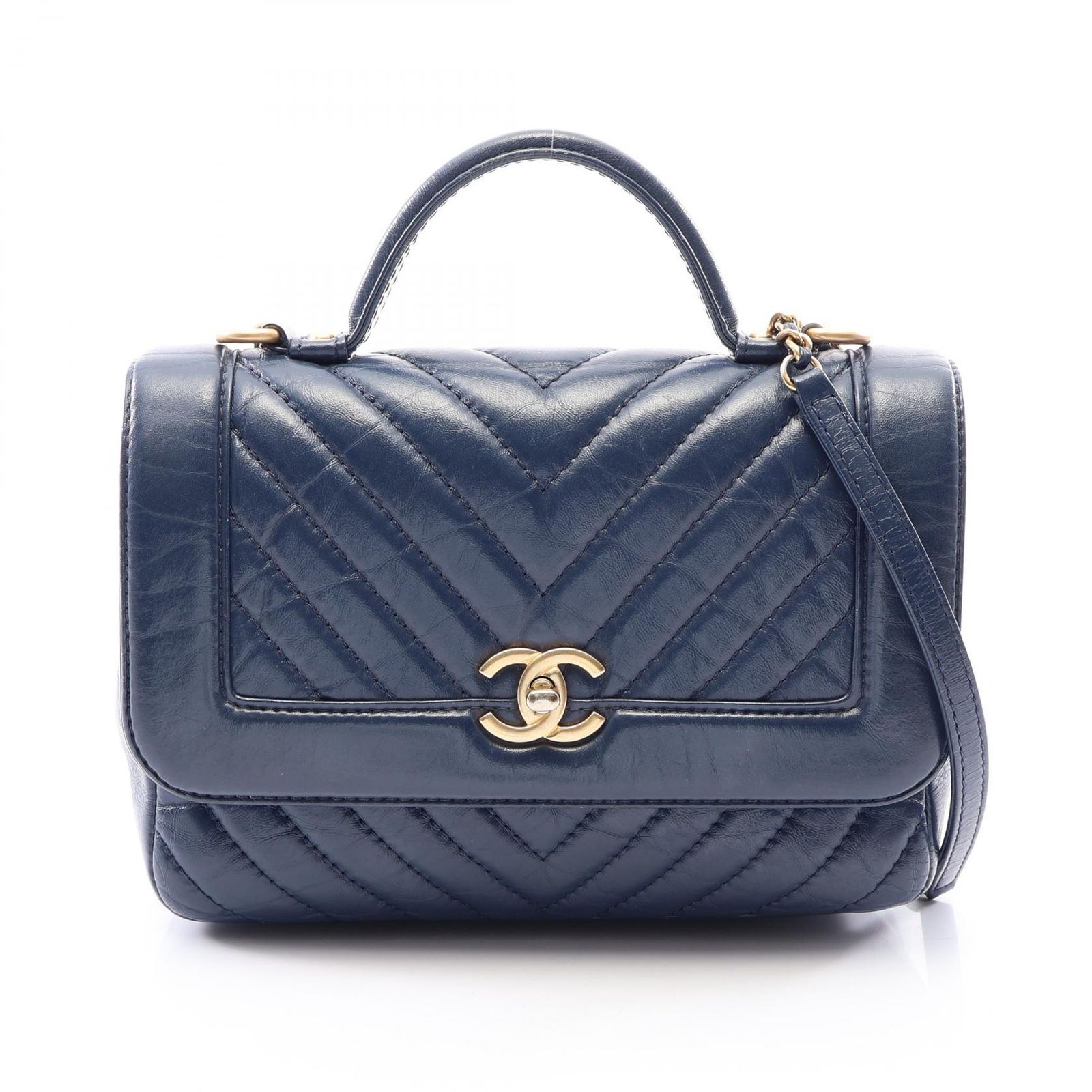 CHANEL シャネル シェブロン Vステッチ トップハンドル 2WAY ショルダーバッグ 231,900円