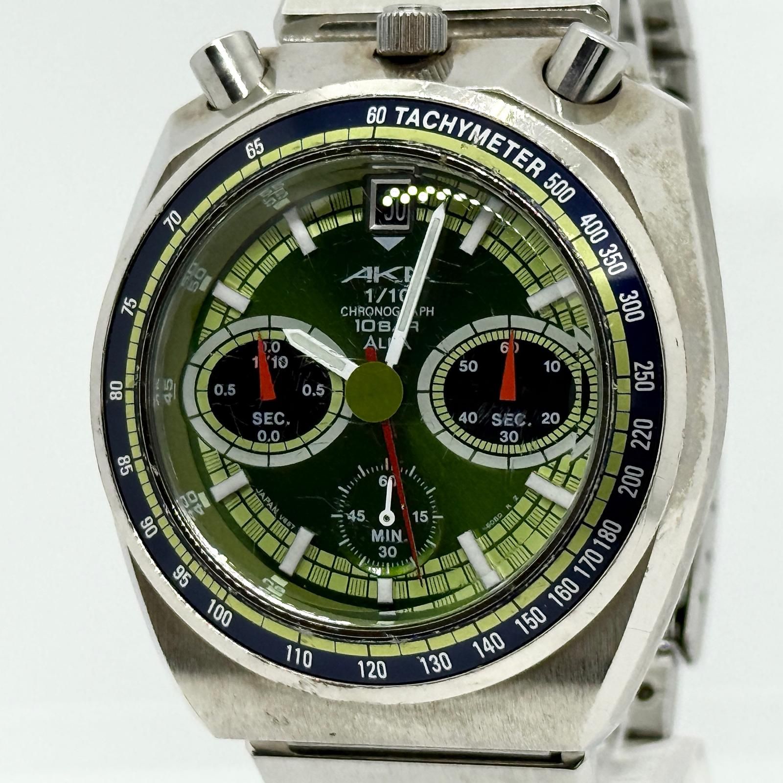 SEIKO セイコー 10BAR アルバ 10/1 クロノグラフ AKA V657-6060 グリーン QZ メンズ 腕時計 稼働品腕時計(クォーツ)