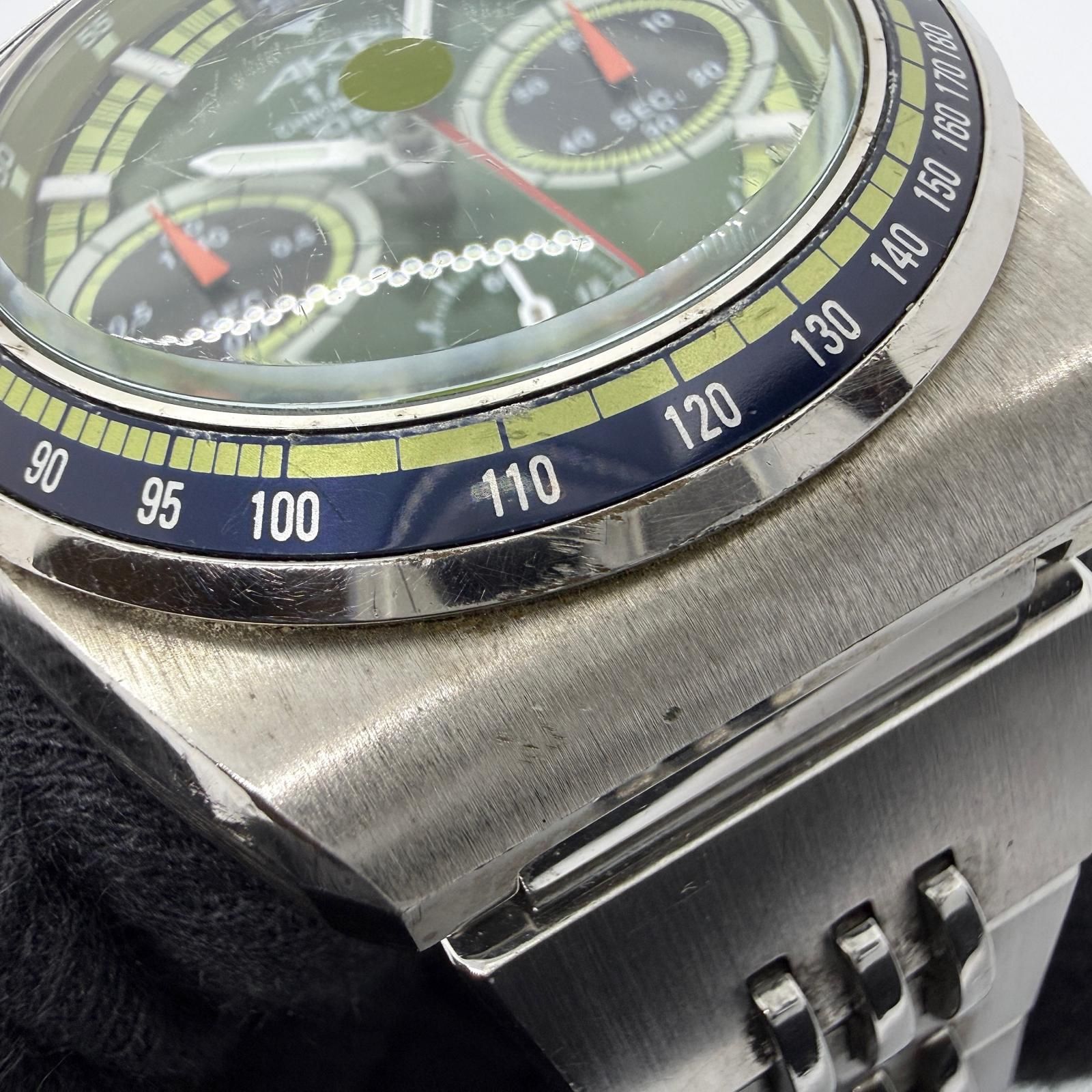 SEIKO セイコー 10BAR アルバ 10/1 クロノグラフ AKA V657-6060 グリーン QZ メンズ 腕時計 稼働品