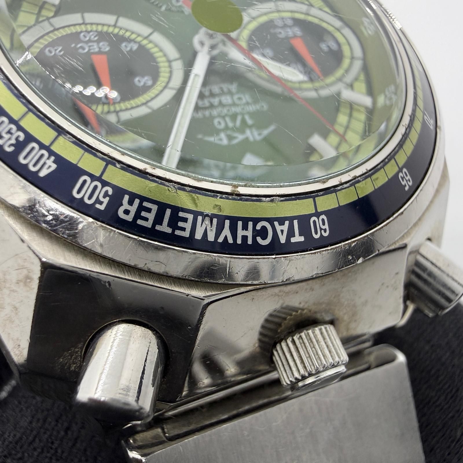 SEIKO セイコー 10BAR アルバ 10/1 クロノグラフ AKA V657-6060 グリーン QZ メンズ 腕時計 稼働品