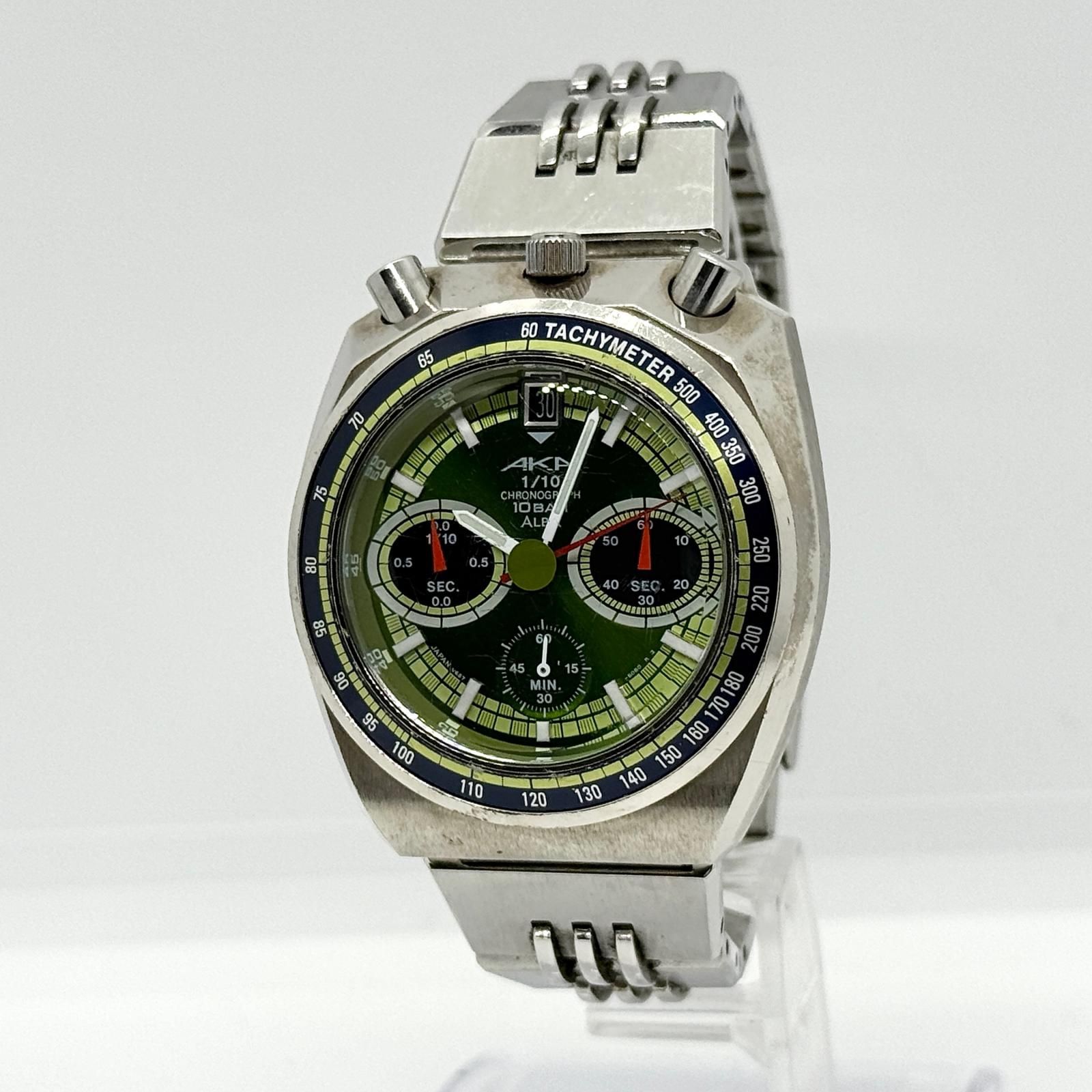 SEIKO セイコー 10BAR アルバ 10/1 クロノグラフ AKA V657-6060 グリーン QZ メンズ 腕時計 稼働品